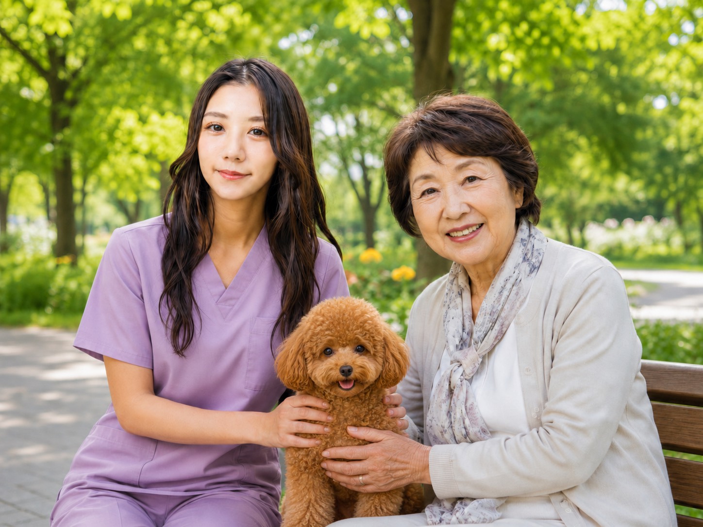 代表と飼い主様、ペットが一緒に写る温かなサポートイメージ